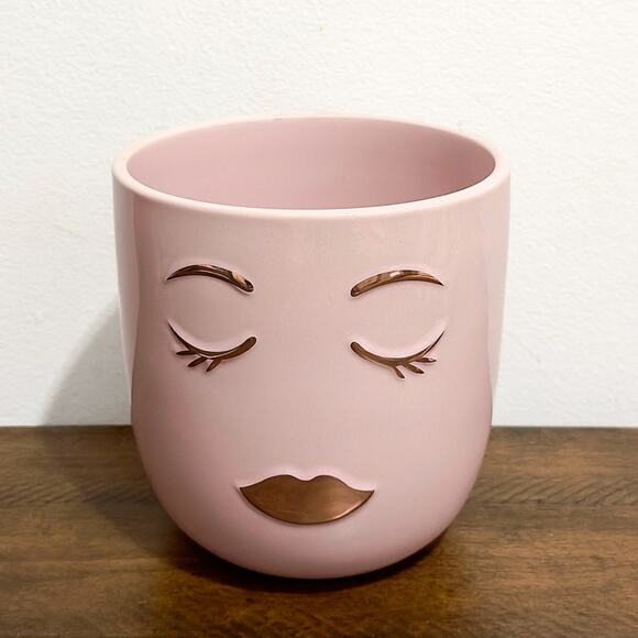 Unknown Brand Other - NEW: Mauve, Retro, Ceramic, Indoor, Face Planter / Vase (6" x 6")